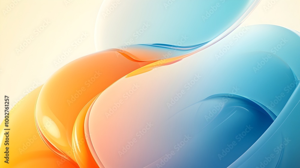 Aufkleber captivating fluid waves - flowing abstract colorful minimal digital art background