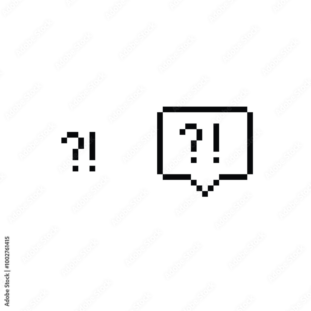 Poster question mark and exclamation mark 8 bit icon pixel art 8-bit for game