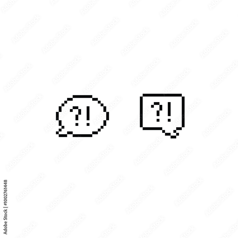 Poster question mark and exclamation mark 8 bit icon pixel art 8-bit for game