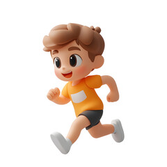 Determined 3D Cartoon Athlete Icon Standing with Resolute Pose on Transparent Background Depicting Motivation,Energy and Athletic Potential