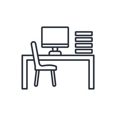 desk icon. vector.Editable stroke.linear style sign for use web design,logo.Symbol illustration.