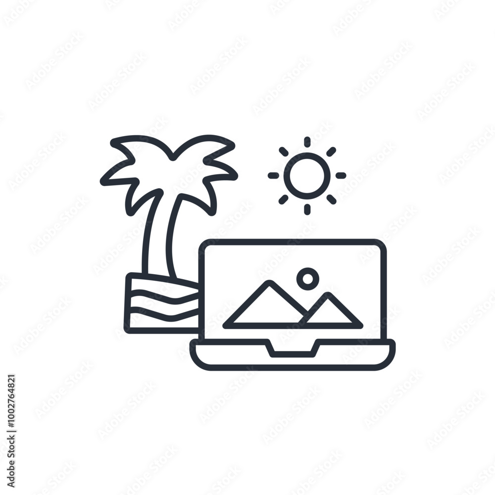 Poster digital nomad icon. vector.editable stroke.linear style sign for use web design,logo.symbol illustra