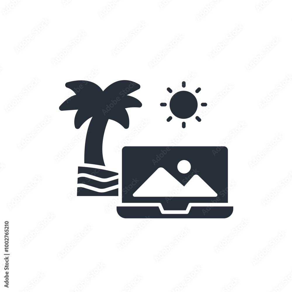 Poster digital nomad icon. vector.editable stroke.linear style sign for use web design,logo.symbol illustra