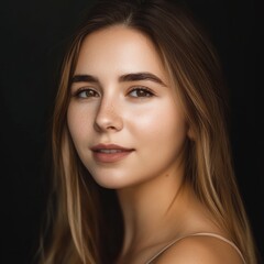 Obraz premium A studio headshot portrait of a young woman in her mid-twenties. 