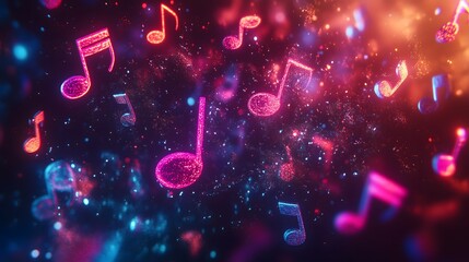Vibrant Music Notes with Colorful Background