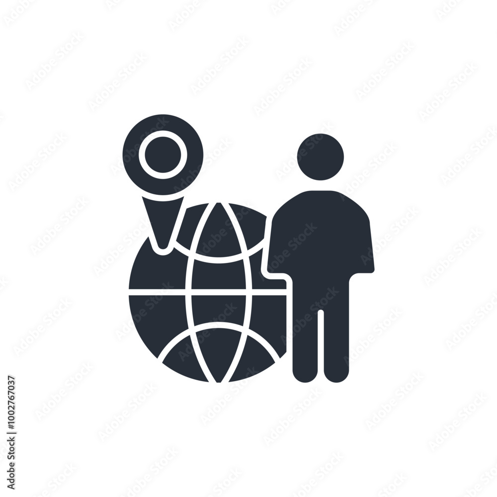 Poster geolocation icon. vector.editable stroke.linear style sign for use web design,logo.symbol illustrati