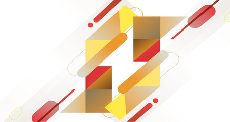 Abstract Composition of Geometric Shapes in Warm Colors