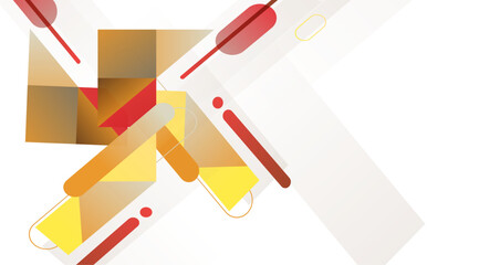 Abstract Composition of Geometric Shapes in Warm Colors