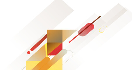 Abstract Composition of Geometric Shapes in Warm Colors