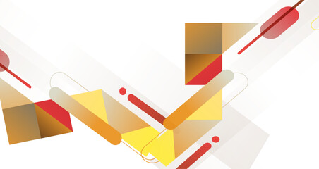 Abstract Composition of Geometric Shapes in Warm Colors