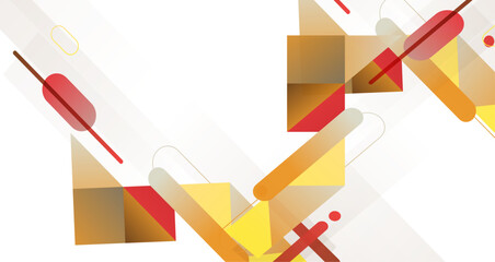 Abstract Composition of Geometric Shapes in Warm Colors