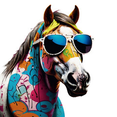 colorful graffiti artwork of a funny horse