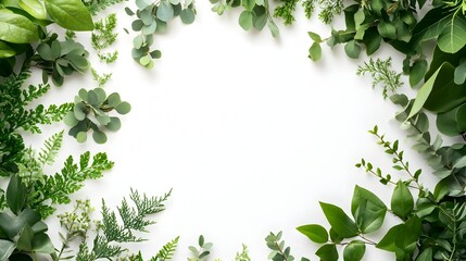 Fototapeta premium Lush Green Botanical Frame with Leaves and Foliage for Natural Background or Design