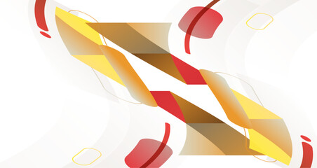 Abstract Composition of Geometric Shapes in Warm Colors