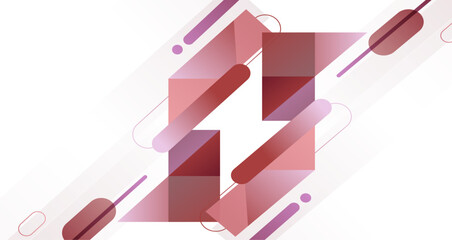 Modern abstract design, blending geometric shapes in various pink tones against a white background