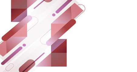 Modern abstract design, blending geometric shapes in various pink tones against a white background