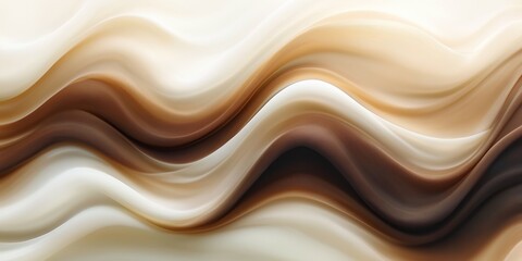 An elegant abstract background featuring swirling patterns of dark and milk chocolate tones with gentle, flowing textures and ample copy space