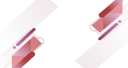 Modern abstract design, blending geometric shapes in various pink tones against a white background