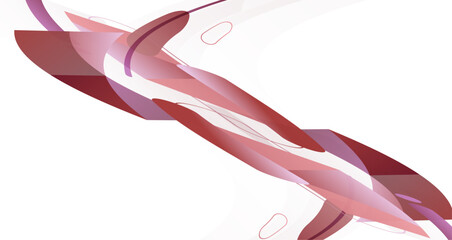 Modern abstract design, blending geometric shapes in various pink tones against a white background