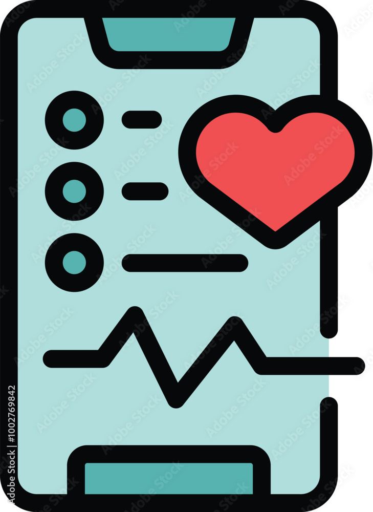 Poster smartphone displaying heart rate tracking app interface with cardiogram, symbolizing mobile health m