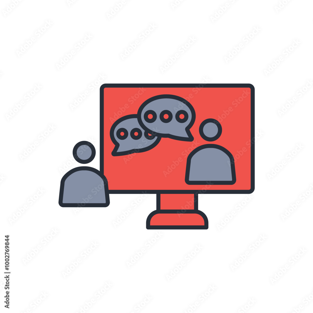 Poster online communication icon. vector.editable stroke.linear style sign for use web design,logo.symbol i