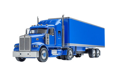 A blue truck with trailer isolated on white background Heavy-Duty Truck Concept