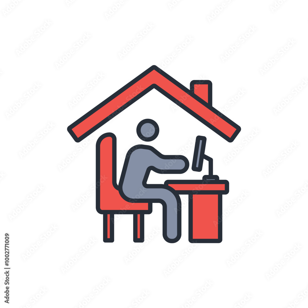 Poster work from home icon. vector.editable stroke.linear style sign for use web design,logo.symbol illustr