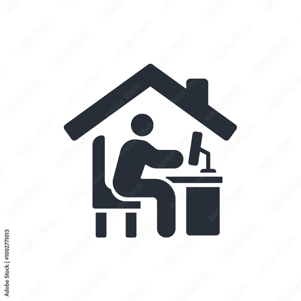 Poster work from home icon. vector.editable stroke.linear style sign for use web design,logo.symbol illustr