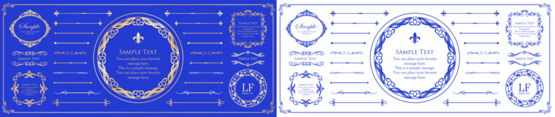 クリスマスモチーフのフレームデザインセット。ゴージャスでエレガントなデザイン素材
