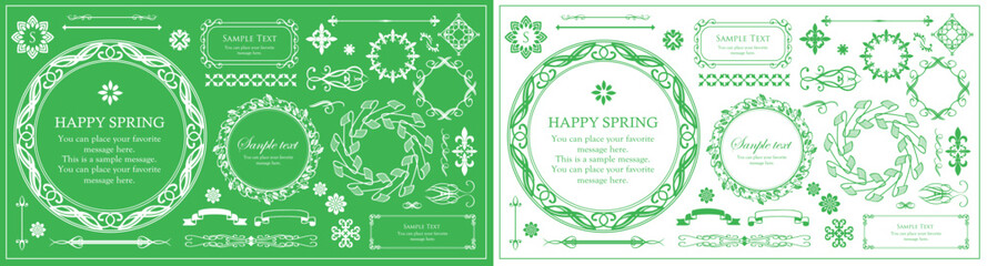 クリスマスモチーフのフレームデザインセット。ゴージャスでエレガントなデザイン素材
