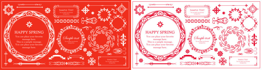 クリスマスモチーフのフレームデザインセット。ゴージャスでエレガントなデザイン素材
