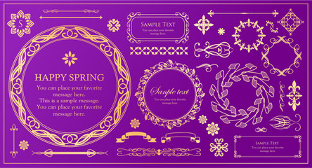 クリスマスモチーフのフレームデザインセット。ゴージャスでエレガントなデザイン素材
