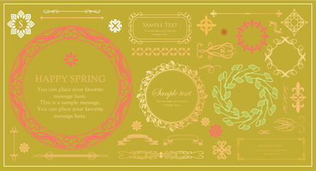 クリスマスモチーフのフレームデザインセット。ゴージャスでエレガントなデザイン素材
