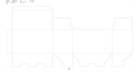 Custom dimensions auto bottome snap lock boxes 3-lock bottom dieline Mockup of unfolded flattened customizable rectangular box
