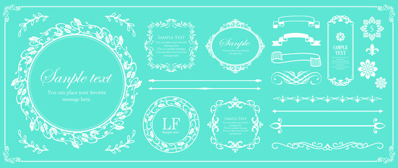 クリスマスモチーフのフレームデザインセット。ゴージャスでエレガントなデザイン素材
