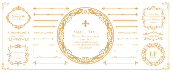 クリスマスモチーフのフレームデザインセット。ゴージャスでエレガントなデザイン素材
