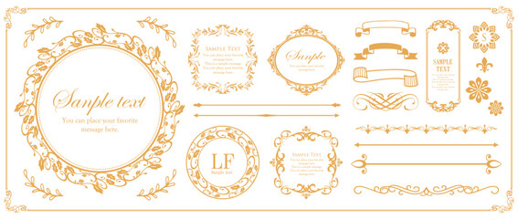 クリスマスモチーフのフレームデザインセット。ゴージャスでエレガントなデザイン素材
