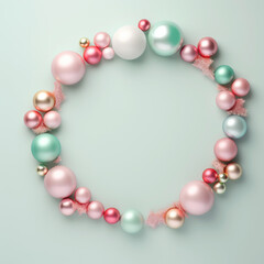 Obraz premium Ornamental Christmas frame adorned with festive baubles and glistening balls, Generated By Ai