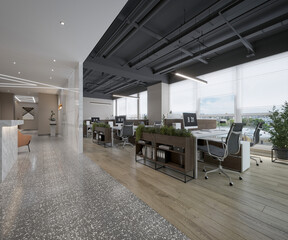 3d render of modern working office