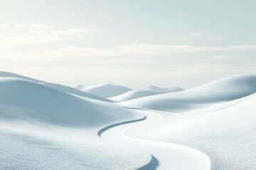 Serene Minimalist Winter Scene with Snowy Hills