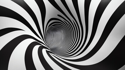Optical illusion tunnel with alternating black and white lines, creating depth, Abstract tunnel background, Visual illusion