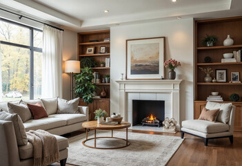 Fototapeta premium living room with fireplace