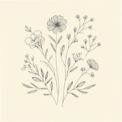 Hand drawn lineart Minimal Flower