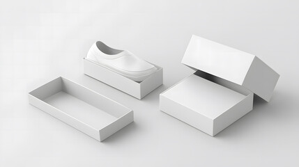 Minimalist White Sneakers with Box on Clean Background