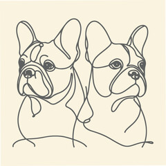 Line Art French Bulldog Illustration