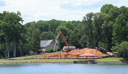 New custom home being built on Lake Norman in North Carolina, USA.