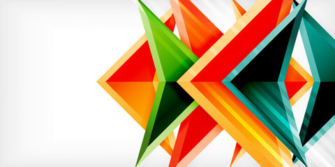 Arrows with 3d effect abstract background. Triangles on light grey backdrop