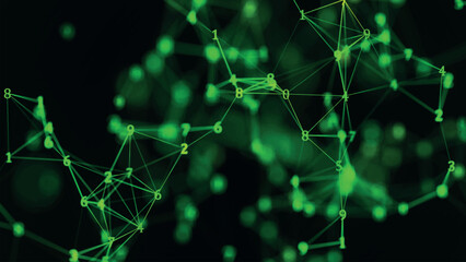 Abstract background with connecting dots and lines. Network connection structure. Plexus effect. 3d Vector illustration.