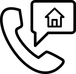 Real estate phone call icon. Rental house reserve symbol. Replaceable vector design.
