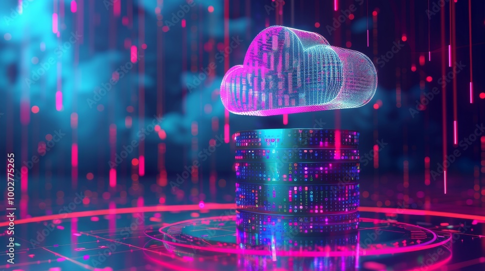Poster cloud data storage and analytics concept
